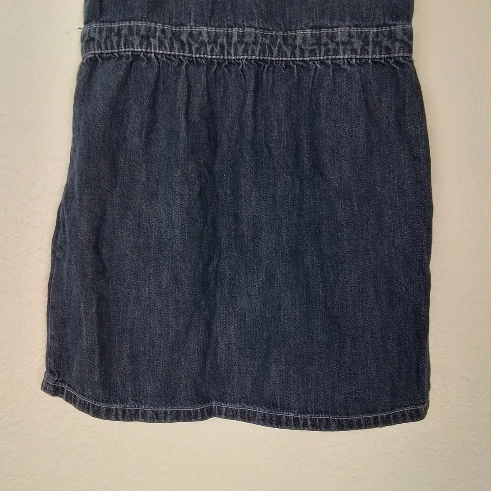 Old Navy Girls 4T Denim Dress Sleeveless Snap Front Blue‎ Cotton Pinafore Style